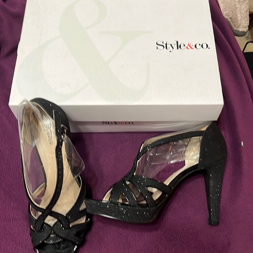 Style & Co Black sequined dress sandals
